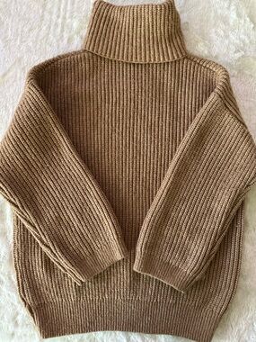 Justice Men's Ribbed Turtleneck Sweater - Camel Brown